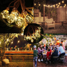 8M Solar String Lights, 16 G50 Led Ip65 Waterproof Outdoor Lights, Warm White For Garden Balcony Patio Pergola Decor - thumbnail 2