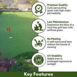 "Golf 15mm (3100 Gsm) Premium Extra Thick Putting Green Outdoor Artificial Grass, Artificial Turf-3M(9'9"") X 5M(16'4"")-15M²" - thumbnail 2