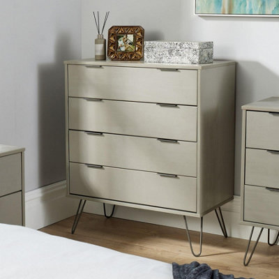Home Source Acadia Solid Pine Grey 4 Drawer Storage Chest - image 1