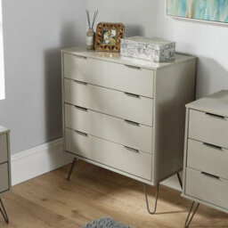 Home Source Acadia Solid Pine Grey 4 Drawer Storage Chest - thumbnail 2