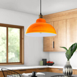 29Cm Orange Lamp Shade Metal Ceiling Light Shade Modern Pendant Lampshade E27 Easy Fit - thumbnail 2