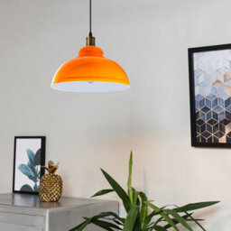 29Cm Orange Lamp Shade Metal Ceiling Light Shade Modern Pendant Lampshade E27 Easy Fit - thumbnail 3
