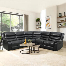 Furniture in Fashion Sorreno Bonded Leather Recliner Corner Sofa In Black