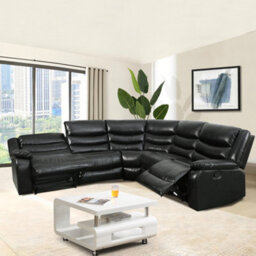 Furniture in Fashion Sorreno Bonded Leather Recliner Corner Sofa In Black - thumbnail 2
