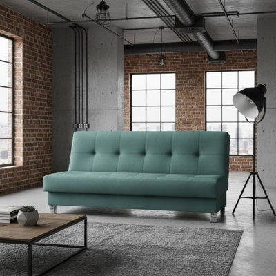 Enduro Xi Living Room Sofa Bed With Click Clack Sleeping Function Storage Wooden Frame 195X90X85Cm Mint - image 1