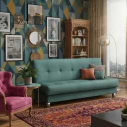 Enduro Xi Living Room Sofa Bed With Click Clack Sleeping Function Storage Wooden Frame 195X90X85Cm Mint - thumbnail 3