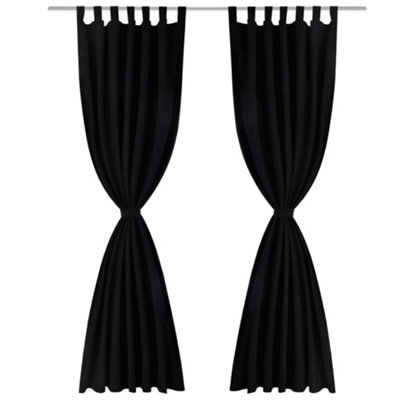 Berkfield High-Quality2 Pcs Black Micro-Satin Curtains With Loops 140 X 245 Cm - image 1