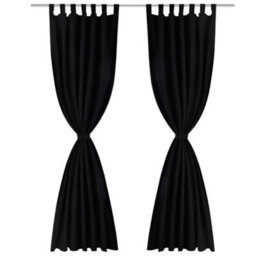 Berkfield High-Quality2 Pcs Black Micro-Satin Curtains With Loops 140 X 245 Cm