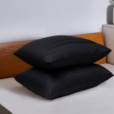 Ameha Pillowcase Pair Black Microfiber Stripe Pillowcase Envelope Closure Pillowcase,machine Washable Bedding Pillow Cover 50X75Cm - image 1
