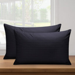 Ameha Pillowcase Pair Black Microfiber Stripe Pillowcase Envelope Closure Pillowcase,machine Washable Bedding Pillow Cover 50X75Cm - thumbnail 2