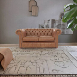 Chesterfield 2 Seater Old English Tan Leather Sofa Settee Bespoke In Classic Style - thumbnail 2