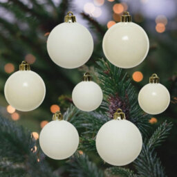 Decoris 30 Wool White Christmas Tree Baubles Shatterproof Hanging Decoration 4Cm 5Cm 6Cm