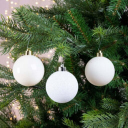 Decoris 30 Wool White Christmas Tree Baubles Shatterproof Hanging Decoration 4Cm 5Cm 6Cm - thumbnail 4