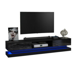 Creative Furniture Bloom Tv Unit 180Cm - Black With Gloss Doors And Led Lights - thumbnail 6