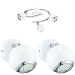Modern White Chrome Ceiling Spot Light With 2 Matching Wall Sconces - Adjustable Design - thumbnail 1