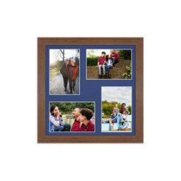 AK Frames 12X12 Walnut Modern Multi Photo Frame With Blue Mount - Holds 4 Apertures (4X) 6X4 Photos - thumbnail 1