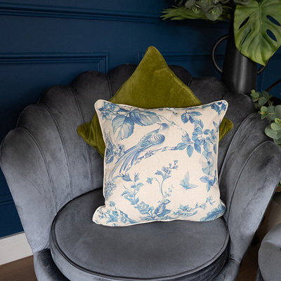 Madison & Mayfair Turquoise And White Floral Design Cushion