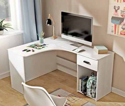 Arte Elegant Corner Desk 1550mm In White - Minimalist Home Office Solution H750mm D1250mm - image 1