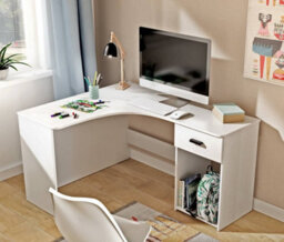 Arte Elegant Corner Desk 1550mm In White - Minimalist Home Office Solution H750mm D1250mm - thumbnail 1