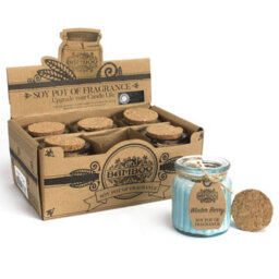 Serenityy Winter Berry Soy Pot Of Fragrance Candle In Blue Glass Jar With Cork Lid, 120G, 20-Hour Burn Time - thumbnail 2