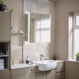 Sensio Ainsley Wall-Mounted Illuminated Mirrored Bathroom Cabinet With Shaver Socket (W)664mm (H)700mm - thumbnail 1
