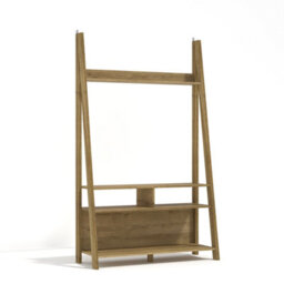 LPD Tiva Oak Ladder Tv Unit - Stylish Leaning Design With Shelving & Spacious Media Display W 105 X L 38.6 X H 175.4 Cm - thumbnail 1