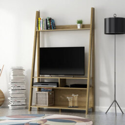 LPD Tiva Oak Ladder Tv Unit - Stylish Leaning Design With Shelving & Spacious Media Display W 105 X L 38.6 X H 175.4 Cm - thumbnail 5