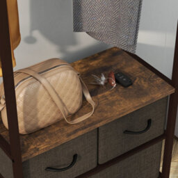 Homcom Clothes Hanging Rail With 3 Fabric Drawers Storage Shelves For Hallway - thumbnail 9