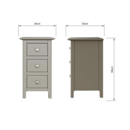 Fwstyle Palma 3 Drawer Grey Bedside Chest Table Nightstand - thumbnail 5