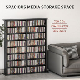 Black Blu-Ray Storage Tower With 12 Adjustable Shelves - thumbnail 3