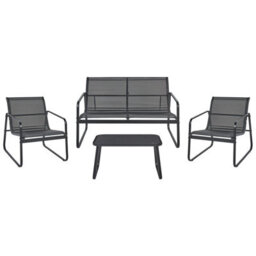 Beliani Garden Lounge Set With Table 4 Seater Barrea Metal Black - thumbnail 1