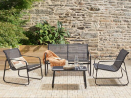 Beliani Garden Lounge Set With Table 4 Seater Barrea Metal Black - thumbnail 2