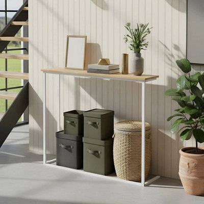 100Cm Long Slim Narrow Console Table Hallway Table Behind Sofa Storage Shelf - image 1
