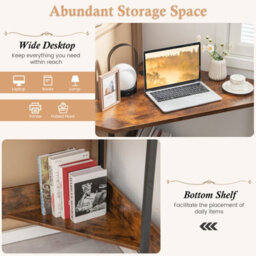 Costway Corner Desk Triangle Computer Desk Laptop Desk W/ Power Outlet - thumbnail 5