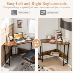 Costway Corner Desk Triangle Computer Desk Laptop Desk W/ Power Outlet - thumbnail 4