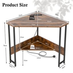 Costway Corner Desk Triangle Computer Desk Laptop Desk W/ Power Outlet - thumbnail 3