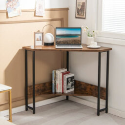 Costway Corner Desk Triangle Computer Desk Laptop Desk W/ Power Outlet - thumbnail 8