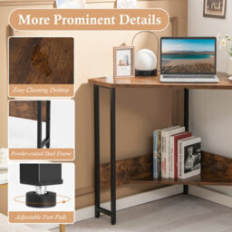 Costway Corner Desk Triangle Computer Desk Laptop Desk W/ Power Outlet - thumbnail 7