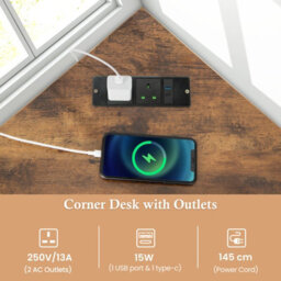 Costway Corner Desk Triangle Computer Desk Laptop Desk W/ Power Outlet - thumbnail 6