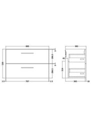 Nuie Hudson Reed Arno Wall Hung Vanity Unit, Durable 2 Soft Close Door Bathroom Sink Vanity Unit With Shelf In Soft Black, 800mm - thumbnail 2