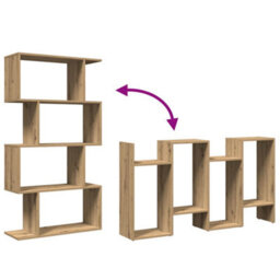 Walplus Room Divider Bookcase 4-Tier Artisan Oak 70X24X129 Cm Engineered Wood - thumbnail 8