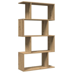 Walplus Room Divider Bookcase 4-Tier Artisan Oak 70X24X129 Cm Engineered Wood - thumbnail 7