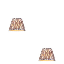 Loops Elegant Set Of 2 Handcrafted 20Cm Pearl Grey Tapered Lamp Shades With Pleated Design