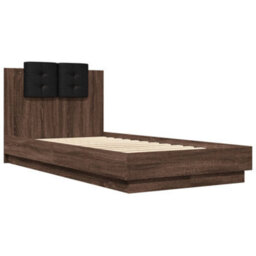 Berkfield Bed Frame With Led Without Mattress Brown Oak 90X190 Cm Single - thumbnail 3