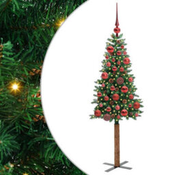 Vidaxl Slim Christmas Tree Green 150 Cm Pvc And Solid Pine Wood - thumbnail 2
