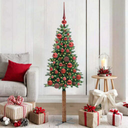 Vidaxl Slim Christmas Tree Green 150 Cm Pvc And Solid Pine Wood