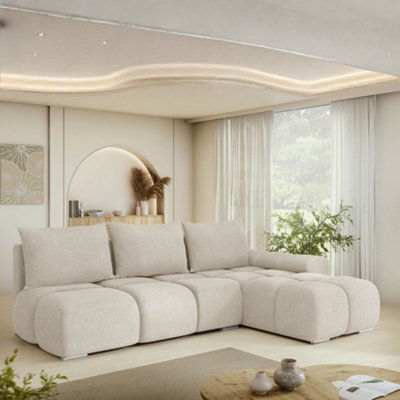 Galeria Corner Sofa Bed Has Storage Right Hand Cream - image 1