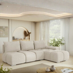 Galeria Corner Sofa Bed Has Storage Right Hand Cream - thumbnail 1