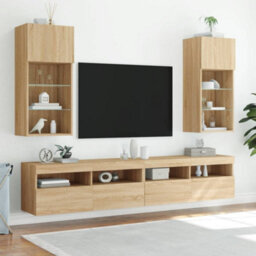 Berkfield Durable Tv Cabinet With Led Lights Sonoma Oak 40.5X30X90 Cm - thumbnail 3
