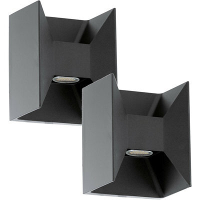2 Pack Ip44 Outdoor Up/down Wall Light - Modern Anthracite Aluminium 2.5W Led Lamp - image 1